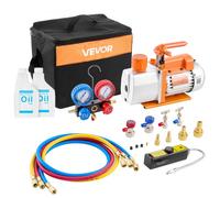 VEVOR Kit Pompa per Vuoto e Manometro 7 CFM 198 L/min Pompa per Vuoto a Palette Rotanti a 2 Stadi per Aria Condizionata con Borsa per Trasporto Compatibile con R134a R22 R410a