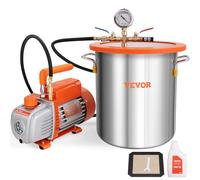 VEVOR Kit Pompa per Vuoto Monostadio Velocità 1440 giri/min Capienza Camera Vuoto 19L, Kit di Pompa con Camera Vuoto Coperchio Vetro Potenza 150W Dimensioni 29 x 12 x 22 cm Spostamento d'Aria 100L/min