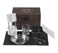 VEVOR Kit Pressa per Ghiaccio a Sfera in Alluminio Diametro 61mm, Stampo per Ghiaccio Sferico da Bar Cocktail Whisky Cognac, Kit di Pressa per Palline di Ghiaccio da Bar in Alluminio Colore Argento