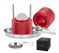 VEVOR Kit Pressa per Ghiaccio a Sfera in Alluminio Diametro 61mm, Stampo per Ghiaccio Sferico per Cocktail Whisky Cognac Bevande, Kit di Pressa per Palline di Ghiaccio da Bar in Alluminio Colore Rosso