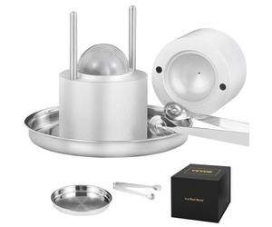 VEVOR Kit Pressa per Ghiaccio a Sfera in Alluminio Diametro 61mm, Stampo per Ghiaccio Sferico per Cocktail Whisky Cognac Bevande, Kit di Pressa per Palline di Ghiaccio da Bar Alluminio Colore Argento