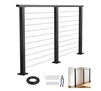 VEVOR Kit Ringhiera con Cavi da 198 cm, Ringhiera per Balcone in Acciaio Inox Nero Opaco, Kit di Corrimano per Scale con Montanti Altezza 89 cm, Spaziatura Cavi di 8 cm, per Cortile Terrazza