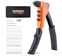 VEVOR Kit Rivettatrice Manuale con 200 Rivetti Ciechi, Rivettatrice Monouso per Impieghi Gravosi con 4 Naselli Intercambiabili, 4 Punte da Trapano e Custodia per il Trasporto, per Metallo, Casa
