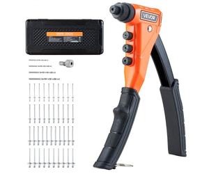 VEVOR Kit Rivettatrice Manuale con 200 Rivetti Ciechi, Rivettatrice Monouso per Impieghi Gravosi con 4 Naselli Intercambiabili, 4 Punte da Trapano e Custodia per il Trasporto, per Metallo, Casa