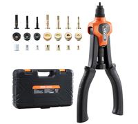VEVOR Kit Rivettatrice per Inserti Filettati a Due Mani da 360 mm, con 7 Mandrini e 70 Dadi, con Robusta Custodia per Il Trasporto, per Montaggi Metallici, Mobili, Autoveicoli e Riparazioni DIY