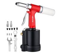VEVOR Kit Rivettatrice Pneumatica, Ugelli da 2,4mm 3,2mm 4,0mm 4,8mm 6,4mm, Pistola per Rivetti, Forza di Trazione 1780 kg, Sistema a 3 Griffe, Utensile Pneumatico per Auto, Edilizia e Industria