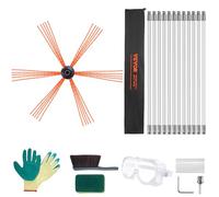 VEVOR Kit Spazzacamino per Stufa a Pellet 12m Kit di Spazzola per Pulizia Girevole 360° 12 Aste Flessibili in Nylon, Kit Spazzola per Pulizia Canne Fumarie Uso Domestico, Utensili Spazzacamino Manuale