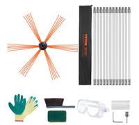 VEVOR Kit Spazzacamino per Stufa a Pellet 12m Kit di Spazzola per Pulizia Girevole 360° 12 Aste Flessibili in Nylon, Kit Spazzola per Pulizia Canne Fumarie Uso Domestico, Utensili Spazzacamino Manuale
