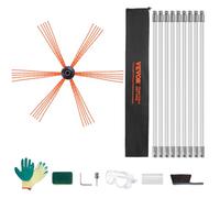 VEVOR Kit Spazzacamino Stufa a Pellet 9 m Kit di Spazzola per Pulizia Camino Girevole 360° 9 Aste Flessibili in Nylon, Kit Spazzacamino per Canne Fumarie Uso Domestico, Utensili Spazzacamino 9 Metri