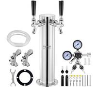 VEVOR Kit Spillatore Colonna Birra a 2 Rubinetti in Acciaio Inossidabile, Rubinetto Birra con Regolatore a Doppio Manometro W21.8, Accoppiatore per Fusti Sistema A