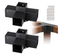 VEVOR Kit Staffe per Pergola 10x10 cm Supporto per Pali in Legno da Carpenteria 2 Staffe Angolari a 4 Vie Kit per Travi Fai da Te per Gazebo, Pergolati da Patio, Cabine, Kit Staffe per Pergola 2 pz