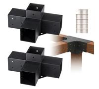 VEVOR Kit Staffe per Pergola 10x10 cm Supporto per Pali in Legno da Carpenteria 2 Staffe Angolari a 4 Vie Kit per Travi Fai da Te per Gazebo, Pergolati da Patio, Cabine, Kit Staffe per Pergola 2 pz