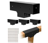 VEVOR Kit Staffe per Pergola, Adatto per Travi in Legno 92 x 92 mm in Dimensioni Reali, Kit di Staffe per Gazebo in Legno Fai da Te a 3 Vie con Viti, Confezione 4, per Banchetti per Feste all'Aperto