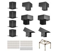 VEVOR Kit Staffe per Pergola con Tetto a Punta, per Legname 92 x 92 mm in Dimensioni Reali, Staffe per Gazebo a 3/4 Vie, Basi per Pali e di Colmo per Pergole Esterne, Gazebo e Capannoni, 14 PZ