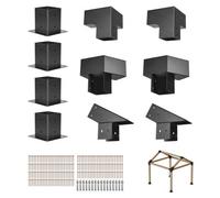 VEVOR Kit Staffe per Pergola con Tetto a Punta, per Legname 92 x 92 mm in Dimensioni Reali, Staffe per Gazebo a 3/4 Vie, Basi per Pali e Staffe di Colmo per Pergole Esterne, Gazebo e Capannoni, 14 PZ