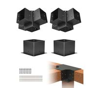 VEVOR Kit Staffe per Pergolato, ca. 152 x 152 mm, Adatto per Interna 14x14 cm, 4 Pezzi a 4 Vie, Kit Base per Pali in Legno, Travi in Legno di Facile Installazione per Gazebo, Pergola da Giardino