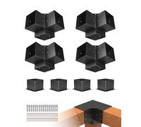 VEVOR Kit Staffe per Pergolato, ca. 15x15 cm Adatto per 142 x 142 mm, 4 Staffe Angolari Resistenti a 3 Vie, Kit Base per Pali in Legno, Travi in Legno di Facile Installazione per Gazebo, Baita