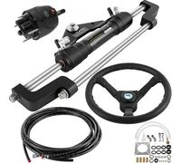 VEVOR Kit sterzo idraulico per barca, Kit sterzo idraulico 300HP Pompa timone, Cilindro, Ruota, Kit di guarnizioni sterzo idraulico per tubo flessibile da 18 piedi, Sistema di sterzo per barca resiste