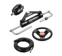 VEVOR Kit Sterzo Idraulico per Fuoribordo 150 CV Sistema di Sterzo Idraulico da Barche, Volante, Pompa del Timone, Cilindro Idraulico e 2 Tubi Flessibili per Imbarcazioni Monomotore a Stazione Singola