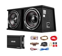 VEVOR Kit Subwoofer Doppio per Auto Sistema Audio Cassa da 305 mm, Subwoofer Amplificatore 1200 W RMS Separato Kit Cablaggio, Pacchetto Amplificatore Gamma di Frequenza 30-200 Hz da Veicoli SUV Auto