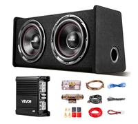 VEVOR Kit Subwoofer per Auto Sistema Audio con Cassa da 305 mm, Subwoofer Amplificatore 490 W RMS Separato Kit di Cablaggio, Pacchetto Amplificatore Gamma di Frequenza 30-200 Hz da Veicoli SUV Auto