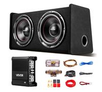 VEVOR Kit Subwoofer per Auto Sistema Audio con Cassa da 305 mm, Subwoofer Amplificatore 490 W RMS Separato Kit di Cablaggio, Pacchetto Amplificatore Gamma di Frequenza 30-200 Hz da Veicoli SUV Auto