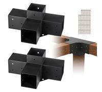 VEVOR Kit Staffe per Pergola 10x10 cm Supporto per Pali in Legno da Carpenteria 2 Staffe Angolari a 4 Vie Kit per Travi Fai da Te per Gazebo, Pergolati da Patio, Cabine, Kit Staffe per Pergola 2 pz