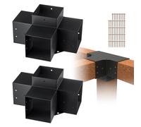 VEVOR Kit Staffe per Pergola 15x15 cm Supporto per Pali in Legno da Carpenteria 2 Staffe Angolari a 4 Vie Kit per Travi Fai da Te per Gazebo, Pergolati da Patio, Cabine, Kit Staffe per Pergola 2 pz