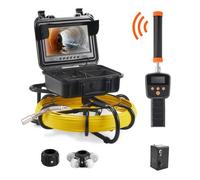 VEVOR Kit Telecamera Endoscopio con Sonda Localizzatore 512Hz per Ispezione di Fognatura Schermo LCD Colorata 9 Pollici Cavo 50m, Telecamera Ispezione Sonda Portatile per Tubi Angolazione Visiva 130°