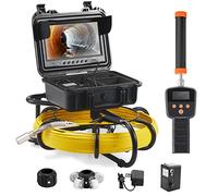 VEVOR Kit Telecamera Endoscopio con Sonda Localizzatore 512Hz per Ispezione di Fognatura Schermo LCD Colorata 9 Pollici Cavo 50m, Telecamera Ispezione Sonda Portatile per Tubi Angolazione Visiva 130°