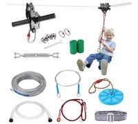 VEVOR Kit Teleferica Zipline 24,38 m da Giardino Cortile Parco Attività Esterna, Corda Scivolo con Corrimano Seduta Carico max. 226,8kg per Divertimento all'Aperto per Bambini, Kit Teleferica Sportiva