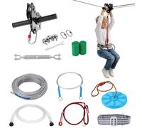 VEVOR Kit Teleferica Zipline 18,3 m da Giardino Cortile Parco attività Esterna, Corda Scivolo con Corrimano Seduta Carico Max. 272 kg per Divertimento all'Aperto per Bambini, Kit Teleferica Sportiva