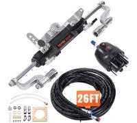 VEVOR Kit timoneria idraulica fuoribordo Sistema di timoneria idraulico marino da 300 HP, Pompa della barra, Cilindro di bloccaggio bidirezionale Tubo da 26 piedi, attrezzi per barche motore singolo