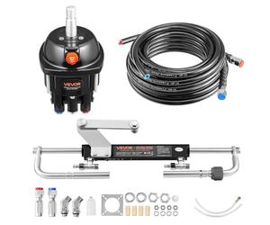 VEVOR Kit Timoneria Idraulica per Motori Fuoribordo 90 CV, Sistema di Sterzo Idraulico per Imbarcazioni con Pompa del Timone da 1000 PSI, Cilindro di Bloccaggio Bidirezionale Corsa 200 mm
