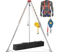 VEVOR Kit treppiede per spazi confinati, treppiede di salvataggio da 2500 libbre, gambe da 1,6 a 2,45 m Cavo da 30 m imbracatura, borsa di stoccaggio per spazi ristretti tradizionali