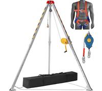 VEVOR Kit treppiedi 544 kg, treppiede di salvataggio, gambe da 1,34 a 2,15 m Cavo da 30 m Protezione anticaduta, imbracatura, borsa di stoccaggio per spazi confinati
