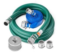 VEVOR Kit Tubo di Aspirazione per Pompa dell'Acqua, con Tubo Controlavaggio Blu 50,8 mm x 19,81 m, Tubo di Aspirazione 6096 mm Verde e Filtro a Foro Tondo, Camlock, Fascette Stringitubo, Adattatore