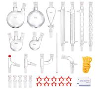 VEVOR Kit Vetreria da Laboratorio 32 Pezzi Kit di Distillazione per Chimica Organica Kit di Apparecchi di Distillazione Kit Vetreria da laboratorio Materiale Vetro da Laboratorio