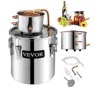 VEVOR La Caldaia per Acqua Distillata 3 Gal, La Caldaia per Acqua al Chiaro di Luna, per Acqua Distillata, Distillatore d'Acqua Alcolica, Distillazione del Vino 3 Gal, Acciaio(argento) e Rame Rosso