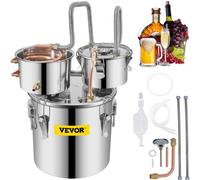 VEVOR La Caldaia per Acqua Distillata con Pompa con Fusto Doppio da 3 GAL, La Caldaia per Acqua al Chiaro di Luna, Distillatore d'Acqua Alcolica, Distillazione del Vino 3 GAL,in Acciaio e Rame Rosso
