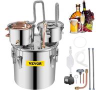 VEVOR La Caldaia per Acqua Distillata con Pompa,Doppi Fusti, 8 GAL, La Caldaia per Acqua al Chiaro di Luna, Distillatore d'Acqua Alcolica, Distillazione del Vino 8GAL in Acciaio e Rame Rosso