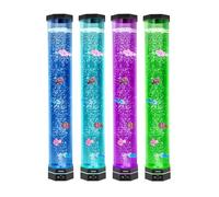 VEVOR Lampada a Tubo a Bolle, 6 Pesci Galleggianti e 16 Effetti di Colore, Lampada Sensoriale a Bolle con Telecomando, Luce Calmante Antistress per Camera da Letto, Soggiorno e Arredamento per Casa