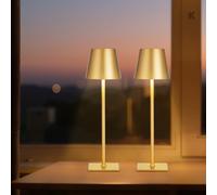 VEVOR Lampada da Tavolo 2 pezzi Batteria Ricaricabile Integrata da 5200 mAh, Lampada da Scrivania Dimmerabile 3 Colori, Temperatura di Colore 3000-6500 K per Soggiorno Camera da Letto, Oro