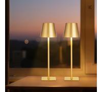 VEVOR Lampada da Tavolo 2 pezzi Batteria Ricaricabile Integrata da 5200 mAh, Lampada da Scrivania Dimmerabile 3 Colori, Temperatura di Colore 3000-6500 K per Soggiorno Camera da Letto, Oro