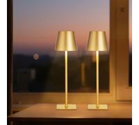 VEVOR Lampada da Tavolo 2 pezzi Batteria Ricaricabile Integrata da 5200 mAh, Lampada da Scrivania Dimmerabile 3 Colori, Temperatura di Colore 3000-6500 K per Soggiorno Camera da Letto, Oro