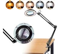VEVOR Lampada da Tavolo con Lente d'Ingrandimento 5X, Lente d'Ingrandimento da Tavolo con Luce 5 Colori 64 Luci LED, Lampada d'Ingrandimento da Scrivania per Lettura, Riparazioni Artigianali Fai-da-te