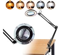 VEVOR Lampada da Tavolo con Lente d'Ingrandimento 5X, Lente d'Ingrandimento da Tavolo con Luce 5 Colori 64 Luci LED, Lampada d'Ingrandimento da Scrivania per Lettura, Riparazioni Artigianali Fai-da-te