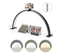 VEVOR Lampada da Tavolo per Unghie a Forma di Mezzaluna da 30 W con Supporto per Telefonino Luminosità Temperatura del Colore Regolabile, Lampada da Tavolo a LED ad Arco per Trucco Salone Bellezza