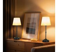 VEVOR Lampada da Tavolo Senza Fili 2 Pezzi con Paralume in Tessuto Batteria Ricaricabile Integrata da 5200 mAh, Lampada da Scrivania Dimmerabile 3 Livelli per Camera da Letto, Comodino, Nero