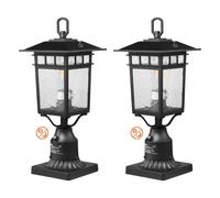 VEVOR Lampione da Esterno Giardino Cortile Terrazza da 2 Pezzi, Apparecchi Impermeabili da 400 mm, con Base per Montaggio su Pilastro da 9 cm, Paralume in Vetro, Illuminazione Antifulmine da Terrazza